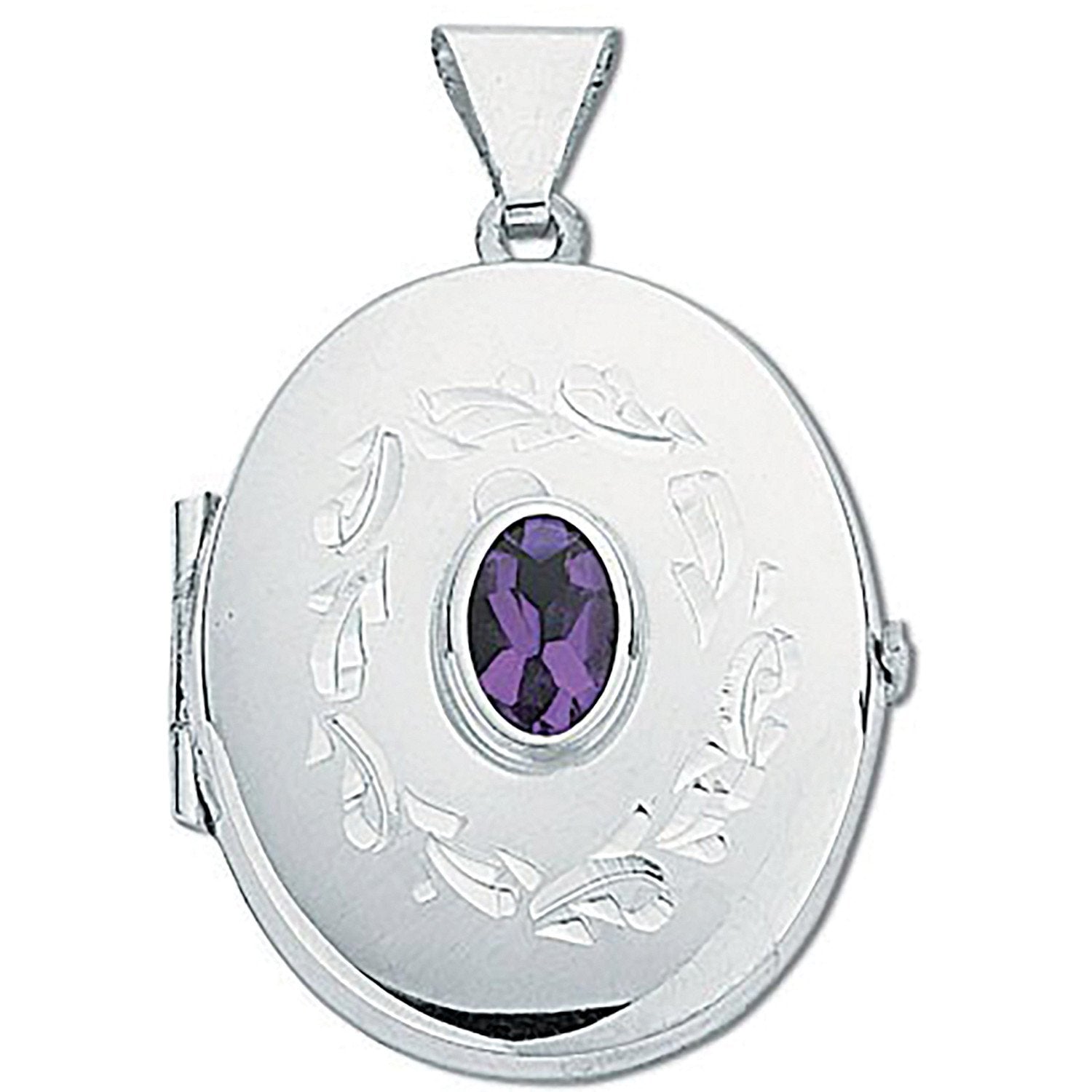 Silver Oval Shaped Amethyst Set Locket - Luxury Watch - Certified Authentic - Swiss Made – Luxury Watch by Imperial Ti